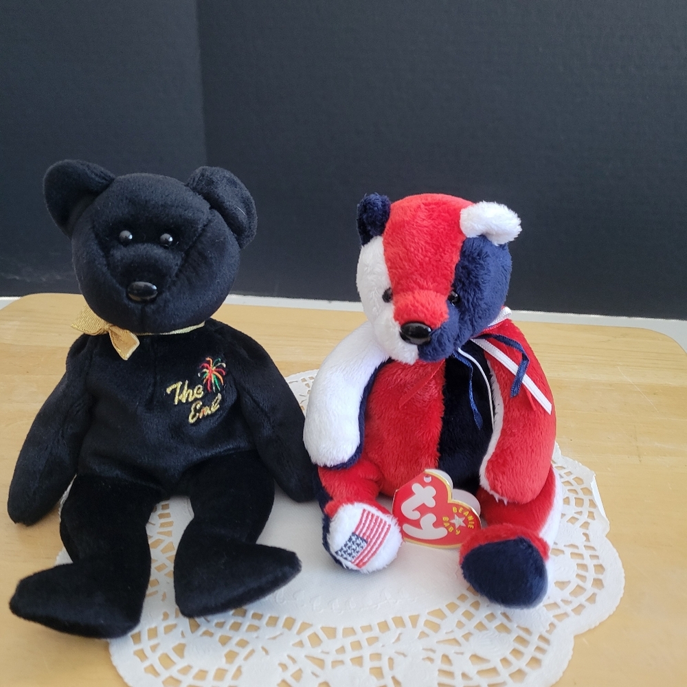 Pair of Vintage Beanie Babies  "The End" & "Patriot"